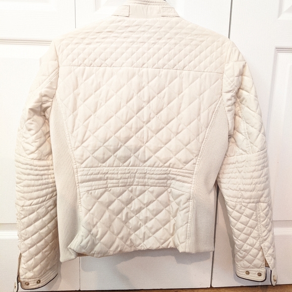 Cream & Gold Puffer Women Jacket Quilted Size M - Picture 2 of 7